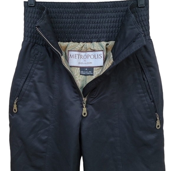 VINTAGE 80's METROPOLIS COULOIR Black High Waisted Stirrup Ski Pants S 4 Aviator - Picture 2 of 16